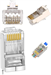Conexpro pass-through connector RJ45 FTP, CAT5E, ground PIN, Wire Cross